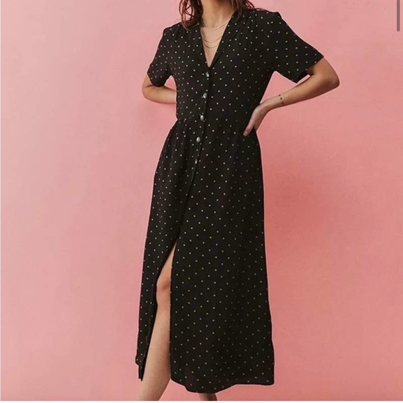 Urban Outfitters Dresses & Skirts - Urban Outfitters Mila Midi Button Front Shirt Dress with Polka Dots